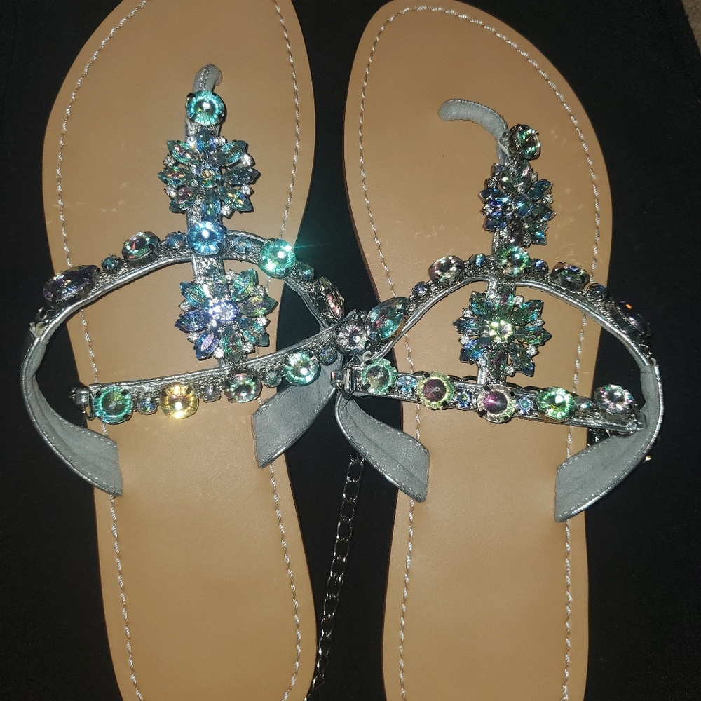 Sandals with crystal embellishments